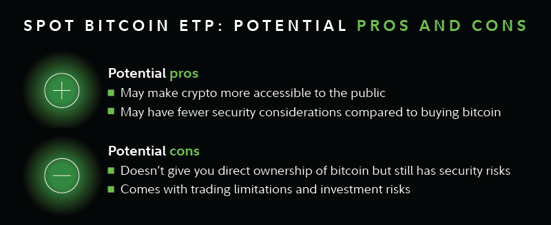 Spot Bitcoin ETP: Potential Pros and Cons